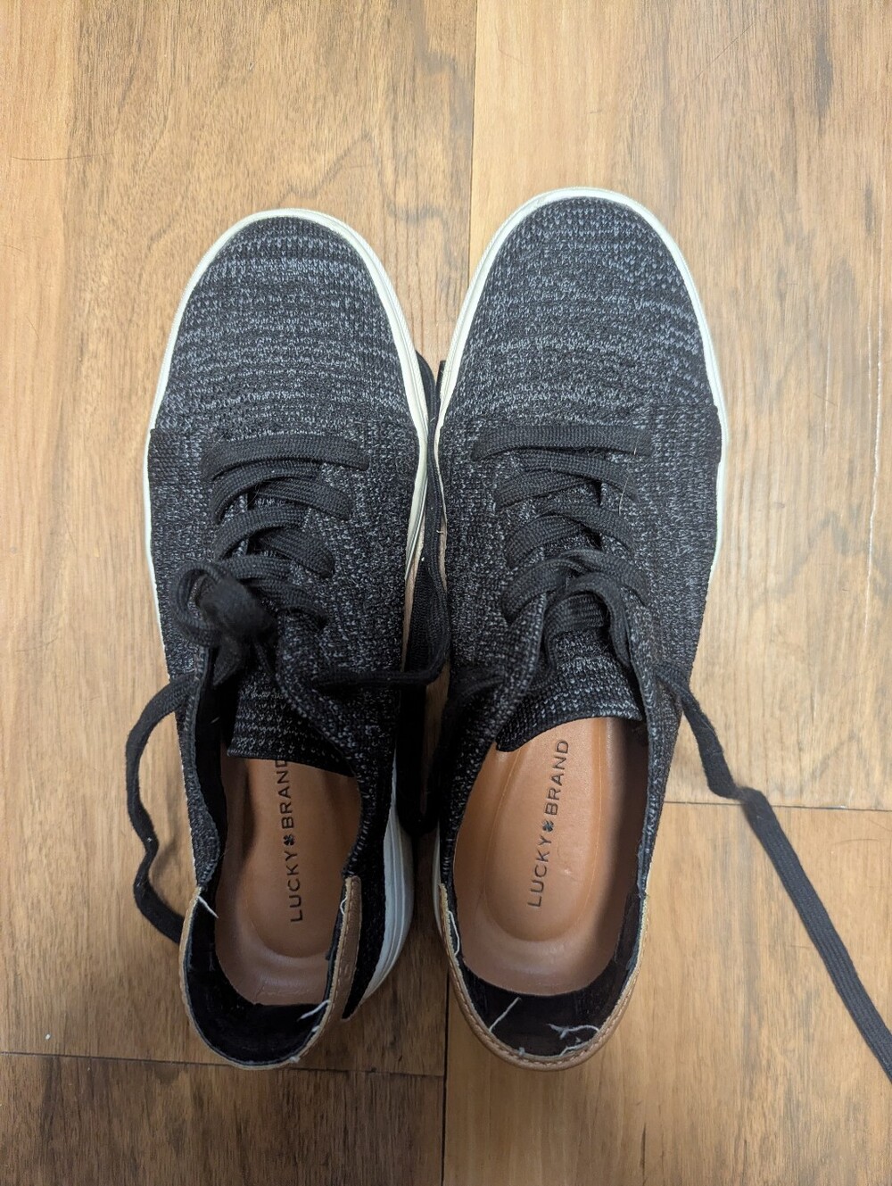 Lucky Brand Black Knit Lace-Up Sneakers